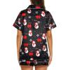 Ekouaer Silk Pajamas for Women Short Sleeve Sleepwear Soft Button Down Loungewear 2 Piece Satin Pjs Shorts Set(Christmas Black)