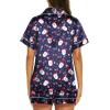 Ekouaer Silk Pajamas for Women Short Sleeve Sleepwear Soft Button Down Loungewear 2 Piece Satin Pjs Shorts Set(Christmas Navy)