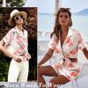 Ekouaer Silk Pajamas for Women Short Sleeve Sleepwear Soft Button Down Loungewear 2 Piece Satin Pjs Shorts Set(Floral Light Pink)