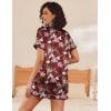 Ekouaer Silk Pajamas for Women Short Sleeve Sleepwear Soft Button Down Loungewear 2 Piece Satin Pjs Shorts Set(Floral Wine)
