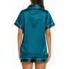 Ekouaer Silk Pajamas for Women Short Sleeve Sleepwear Soft Button Down Loungewear 2 Piece Satin Pjs Shorts Set(Lake Blue)