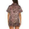 Ekouaer Silk Pajamas for Women Short Sleeve Sleepwear Soft Button Down Loungewear 2 Piece Satin Pjs Shorts Set(Leopard)