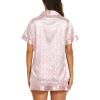 Ekouaer Silk Pajamas for Women Short Sleeve Sleepwear Soft Button Down Loungewear 2 Piece Satin Pjs Shorts Set(Leopard Pink)