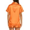 Ekouaer Silk Pajamas for Women Short Sleeve Sleepwear Soft Button Down Loungewear 2 Piece Satin Pjs Shorts Set(Orange)