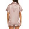 Ekouaer Silk Pajamas for Women Short Sleeve Sleepwear Soft Button Down Loungewear 2 Piece Satin Pjs Shorts Set(Pale Coffee)