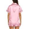 Ekouaer Silk Pajamas for Women Short Sleeve Sleepwear Soft Button Down Loungewear 2 Piece Satin Pjs Shorts Set(Pink)