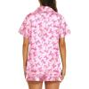 Ekouaer Silk Pajamas for Women Short Sleeve Sleepwear Soft Button Down Loungewear 2 Piece Satin Pjs Shorts Set(Pink Bow Knot)