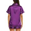 Ekouaer Silk Pajamas for Women Short Sleeve Sleepwear Soft Button Down Loungewear 2 Piece Satin Pjs Shorts Set(Purple)