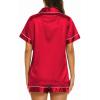 Ekouaer Silk Pajamas for Women Short Sleeve Sleepwear Soft Button Down Loungewear 2 Piece Satin Pjs Shorts Set(Red)