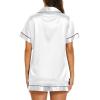Ekouaer Silk Pajamas for Women Short Sleeve Sleepwear Soft Button Down Loungewear 2 Piece Satin Pjs Shorts Set(White)