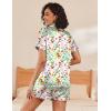 Ekouaer Silk Pajamas for Women Short Sleeve Sleepwear Soft Button Down Loungewear 2 Piece Satin Pjs Shorts Set(White-animal)
