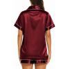 Ekouaer Silk Pajamas for Women Short Sleeve Sleepwear Soft Button Down Loungewear 2 Piece Satin Pjs Shorts Set(Wine)