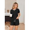 Ekouaer Women Pajama Set Casual Short Set(Black)