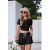 Ekouaer Women Pajama Set Casual Short Set(Black)