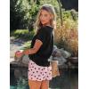 Ekouaer Women Pajama Set Casual Short Set(Black Pink Heart)