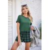 Ekouaer Women Pajama Set Casual Short Set(Black and Green Plaid)
