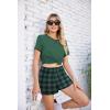 Ekouaer Women Pajama Set Casual Short Set(Black and Green Plaid)