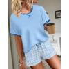 Ekouaer Women Pajama Set Casual Short Set(Blue Checkerboard)