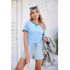 Ekouaer Women Pajama Set Casual Short Set(Blue Checkerboard)