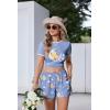 Ekouaer Women Pajama Set Casual Short Set(Blue-moon Teddy Bear)