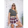 Ekouaer Women Pajama Set Casual Short Set(Dark Grey and Red Plaid)