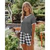Ekouaer Women Pajama Set Casual Short Set(Dark Grey and White Plaid)
