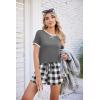 Ekouaer Women Pajama Set Casual Short Set(Dark Grey and White Plaid)