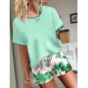 Ekouaer Women Pajama Set Casual Short Set(Green Hawaii Leaves)