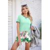 Ekouaer Women Pajama Set Casual Short Set(Green Hawaii Leaves)