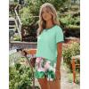 Ekouaer Women Pajama Set Casual Short Set(Green Hawaii Leaves)