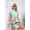 Ekouaer Women Pajama Set Casual Short Set(Green Hawaii Leaves)