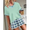 Ekouaer Women Pajama Set Casual Short Set(Green and Blue Plaid)
