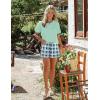 Ekouaer Women Pajama Set Casual Short Set(Green and Blue Plaid)