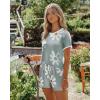 Ekouaer Women Pajama Set Casual Short Set(Grey and White Flowers)