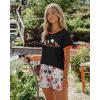 Ekouaer Women Pajama Set Casual Short Set(Helloween Print)