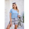 Ekouaer Women Pajama Set Casual Short Set(Light Blue and White Plaid)