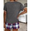 Ekouaer Women Pajama Set Casual Short Set(Navy Blue Black & Red Plaid)