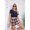 Ekouaer Women Pajama Set Casual Short Set(Navy Blue and Red Plaid)