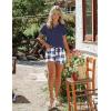 Ekouaer Women Pajama Set Casual Short Set(Navy Blue and White Plaid)