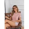 Ekouaer Women Pajama Set Casual Short Set(Pink & Blue Plaid)