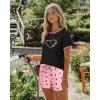 Ekouaer Women Pajama Set Casual Short Set(Pink Butterfly)