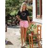 Ekouaer Women Pajama Set Casual Short Set(Pink Butterfly)