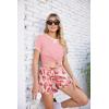 Ekouaer Women Pajama Set Casual Short Set(Pink Floral)