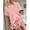 Ekouaer Women Pajama Set Casual Short Set(Pink Floral)