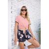 Ekouaer Women Pajama Set Casual Short Set(Pink and Blue Flower)
