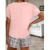 Ekouaer Women Pajama Set Casual Short Set(Pink and Grey Plaid)
