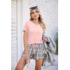 Ekouaer Women Pajama Set Casual Short Set(Pink and Grey Plaid)