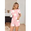 Ekouaer Women Pajama Set Casual Short Set(Pink and White Flowers)