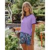 Ekouaer Women Pajama Set Casual Short Set(Purple-blue Tie Dye Pattern)