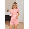Ekouaer Women Pajama Set Casual Short Set(Stripes Pink Wave)